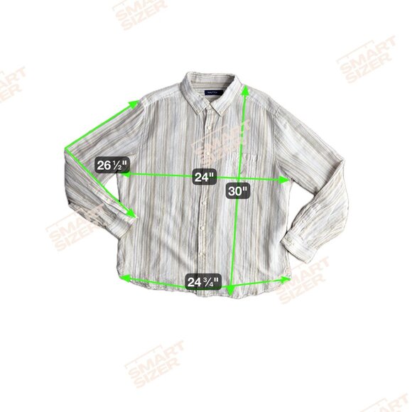 Nautica Linen Button Up Shirt Mens Size XL Beige White Striped Coastal Preppy - Picture 2 of 7